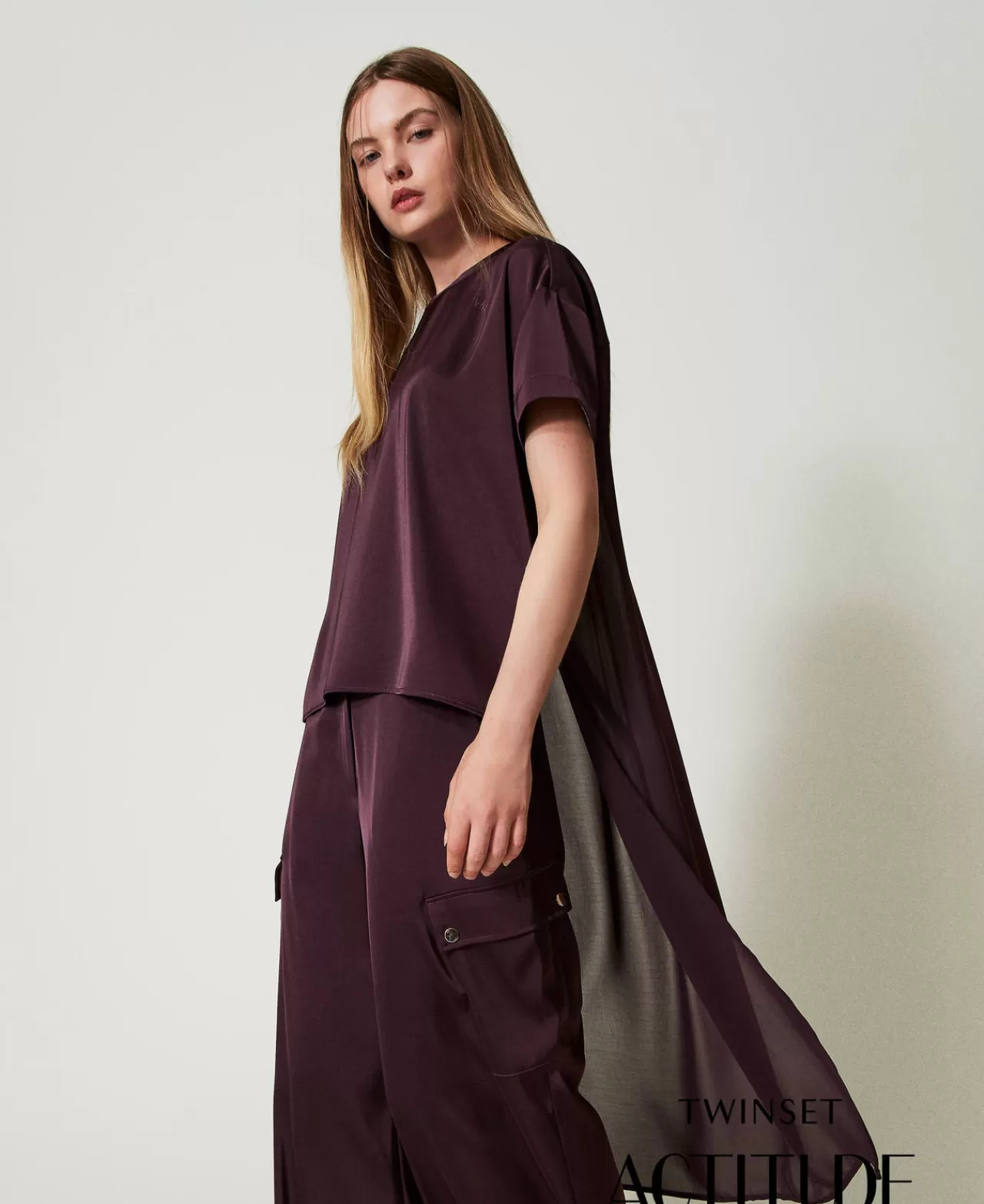 TWINSET Milano Asymmetrische Bluse Aus Satin Und Georgette