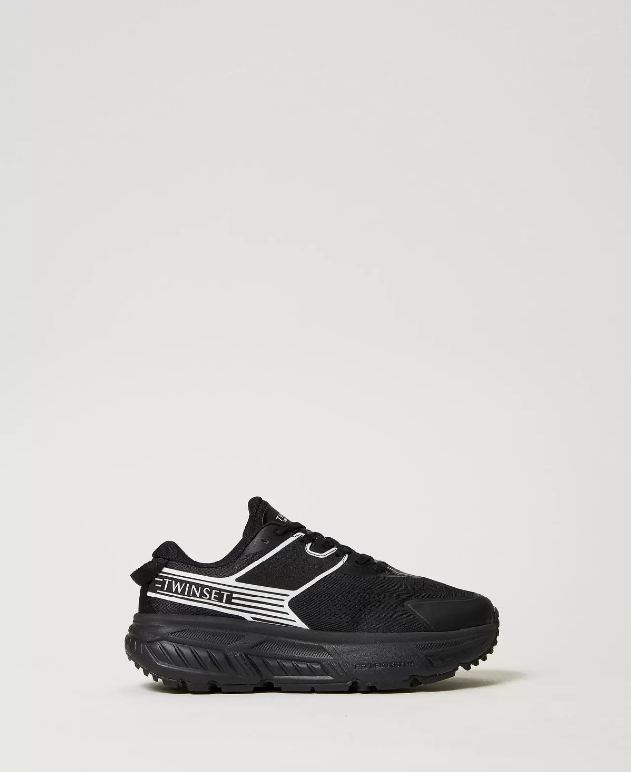TWINSET Milano Fessura Sneaker Mit Streifen Und Logo In Kontrastfarbe