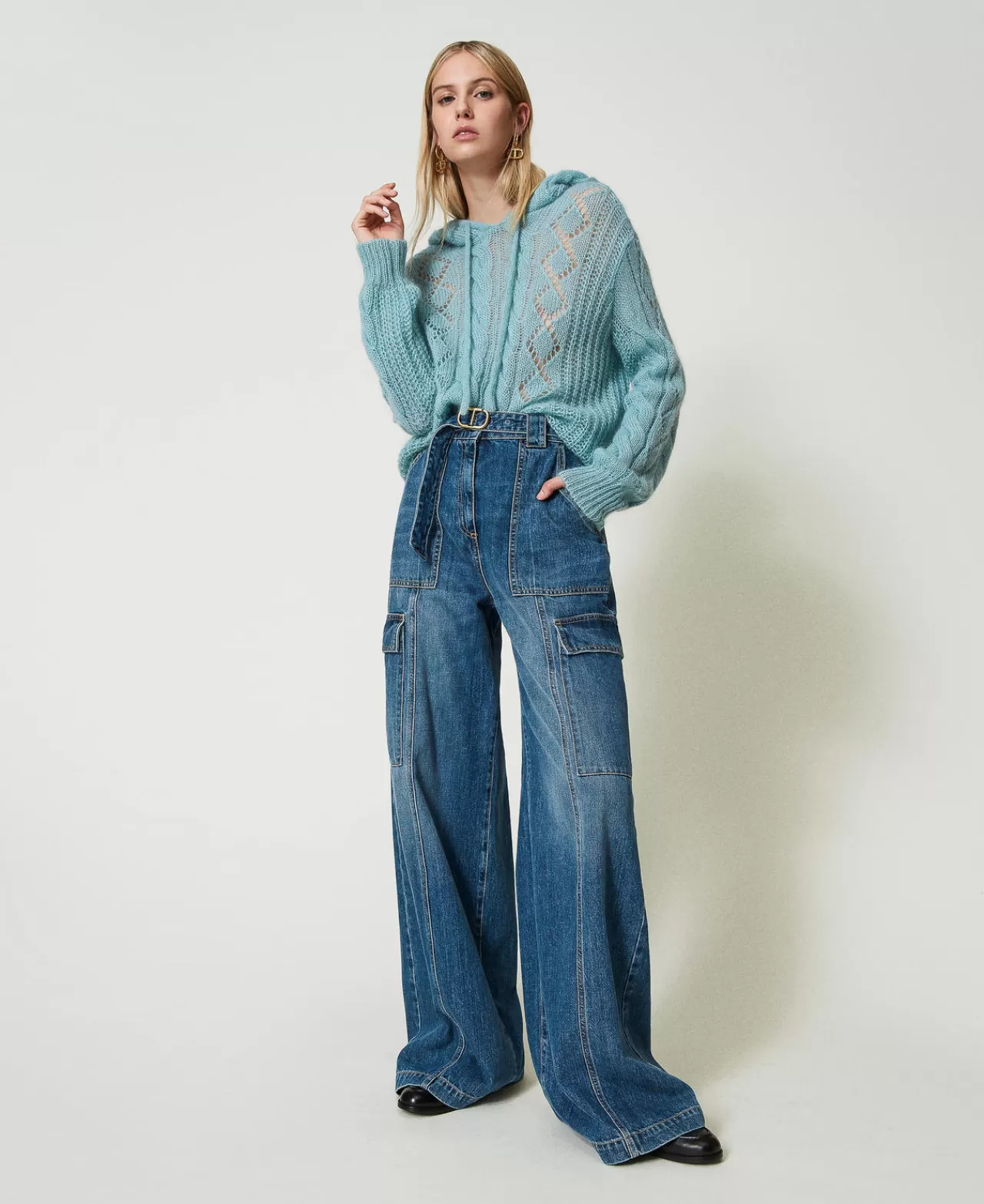 TWINSET Milano High-Waist-Cargojeans Mit Gürtel